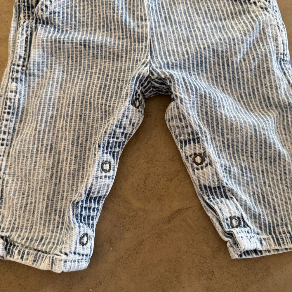 Vintage OshKosh Bgosh Hickory Stripe Overalls Made in USA 6/9M Vestbak